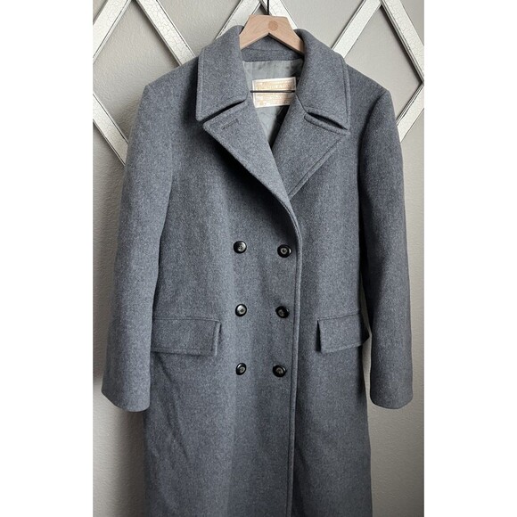 Vtg Pendleton Women's L 100% Virgin Wool Double Breasted Long Overcoat USA -Gray - Picture 2 of 14